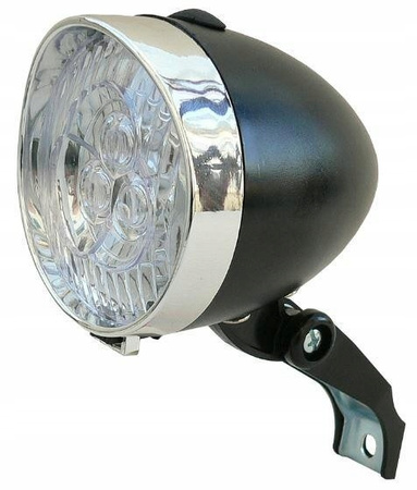 Lampka przednia rowewrowa czarna 3x LED 2 funkcje na baterie