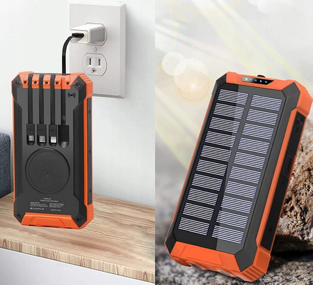 Powerbank .INDUKCJA SOLAR 6x USB latarka 2xLED Kable 30000 mAh