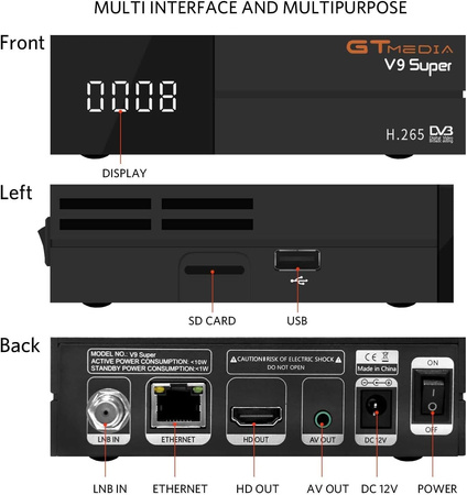 GT Media V9 Super-DVB S2 odbiornik telewizji satelitarnej obsługa Wi-Fi
