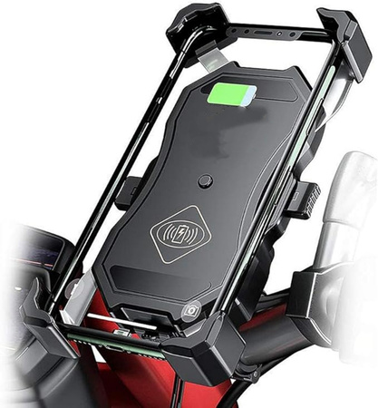  UCHWYT MOTOCYKLOWY NA TELEFON ANTYWIBRACYJNY ŁADOWARKĄ INDUKCYJNĄ 15W + USB