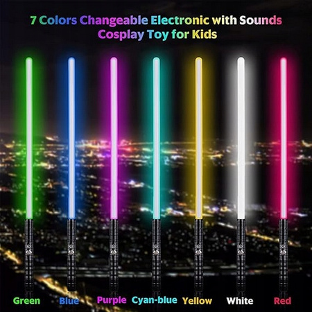 Zestaw 2 mieczy świetlnych 2 w 1, z podwójnym ostrzem 12 kolorów