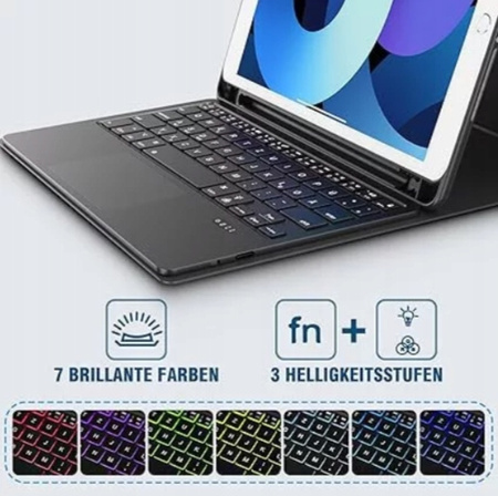 ETUI Z KLAWIATURĄ IPAD 10,2 cala klawiatura bezprzewodowa magnetyczna RGB