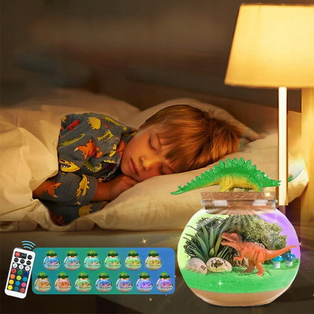 ZESTAW KREATYWNY DINOZAUR LAMPKA NOCNA LED Piasek Kinetyczny DIY DLA DZIECI