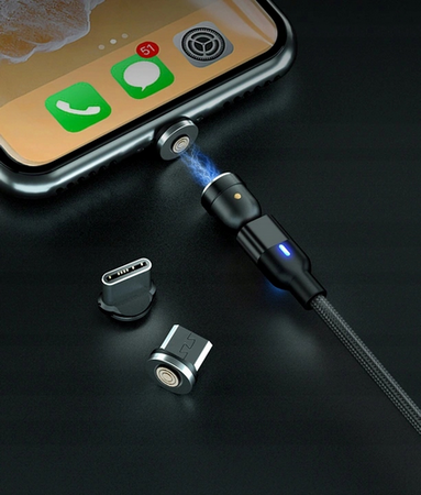 Kabel magnetyczny 5A do szybkiego ładowania i transferu danych | 3 końcówki