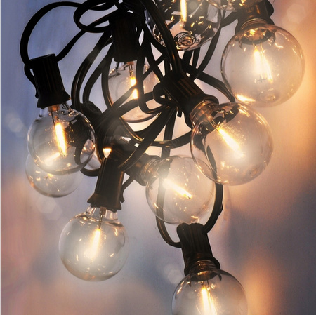 Zewnętrzny łańcuch dekoracyjny 20LED GIRLANDA 20m czarny IP44 ciepła biel