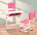 Biurko Pink - Regulowane biurko z krzesłem,biurko dla dziewczynki