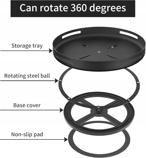 Czarna taca obrotowa 360° organizer kuchenny opakowanie uszkodzone