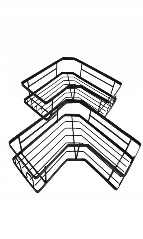 Narożna półka prysznicowa ze stali nierdzewnej 2 szt czarna