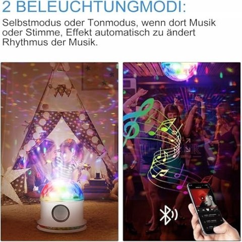 Projektor Gwiazd KULA MAGICZNA LED BLUETOOTH BIAŁA