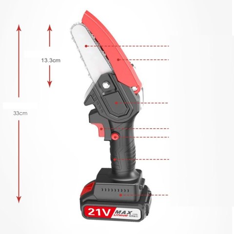 21V Akumulatorowa piła łańcuchowa + 2 AKUMULATORY 2.0Ah