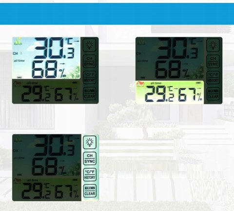 BEZPRZEWODOWA CYFROWA STACJA POGODOWA HIGROMETR z czujnikiem zewnętrznym