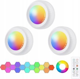 Lampki bezprzewdowe RGB LED z pilotem Oświetlenie szafek Lampki nocne 6szt