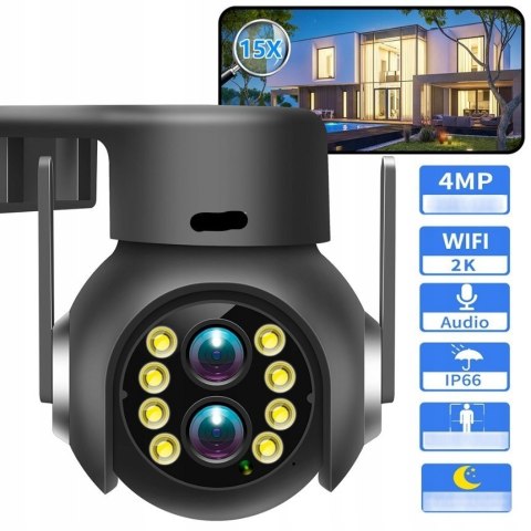 KAMERA ZEWNĘTRZNA WI-FI 360 IP FULL HD ZOOM 4MPx CZARNA