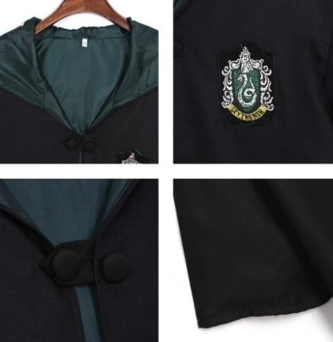 PRZEBRANIE STRÓJ HARRY POTTER SLYTHERIN PELERYNA CZARODZIEJA ROZMIAR L