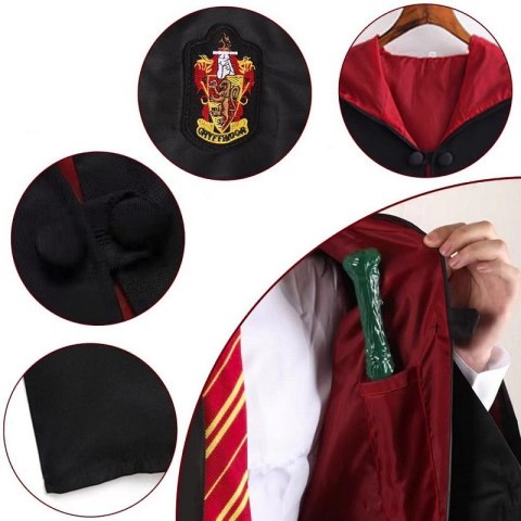 STRÓJ PRZEBRANIE HARRY POTTER GRYFFINDOR PELERYNA CZARODZIEJA TOGA XL