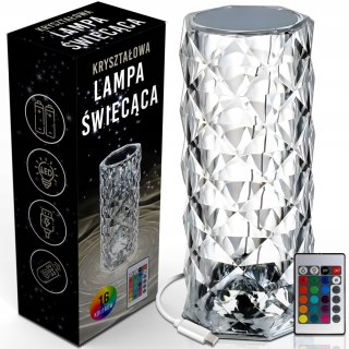 LAMPKA LED KRYSZTAŁOWA DIAMENTOWA RGB DOTYKOWA + PILOT USB prezent