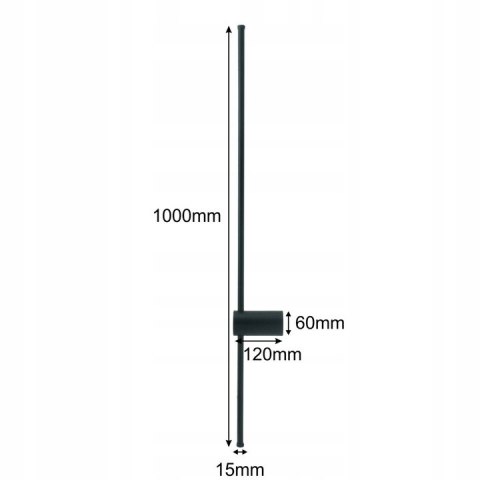 Kinkiet ścienny 15W 100cm wąska rurka igła zimna biel