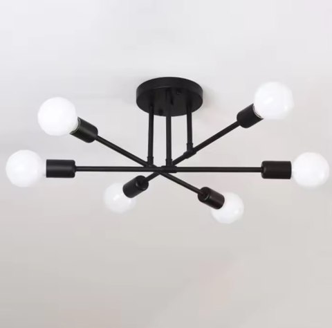 LAMPA SUFITOWA WISZĄCA LED LOFT ŻYRANDOL RETRO MODERN E27 x6 CZARNA ZD74N