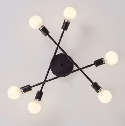 LAMPA SUFITOWA WISZĄCA LED LOFT ŻYRANDOL RETRO MODERN E27 x6 CZARNA ZD74N