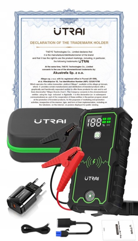 Car Jump starter UTRAI JS-1Pro Rozrusznik Awaryjny Samochodu 2500A 16000mAh