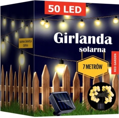 GIRLANDA SOLARNA OGRODOWA LAMPKI LED 50 ŻARÓWEK