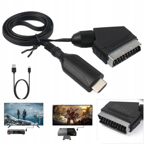 Scart Na HDMI Konwerter Z Kablem HDMI Adapter HDTV