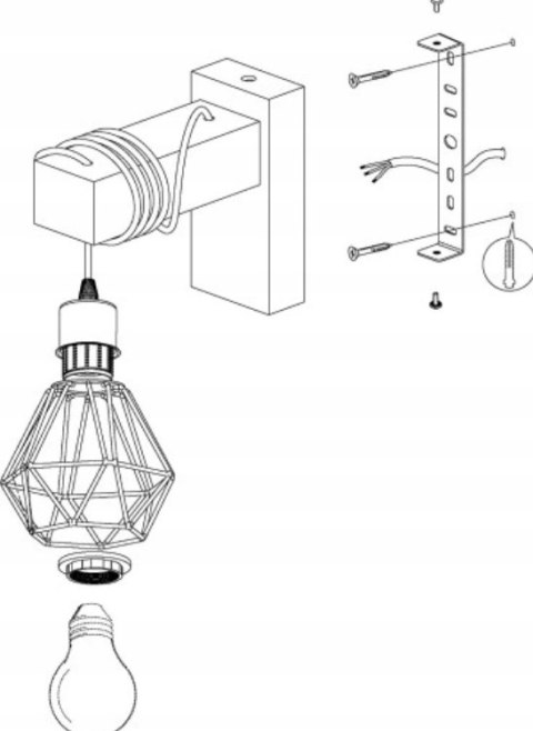 Lampa KINKIET ŚCIENNY drewniany LOFT metal czarna