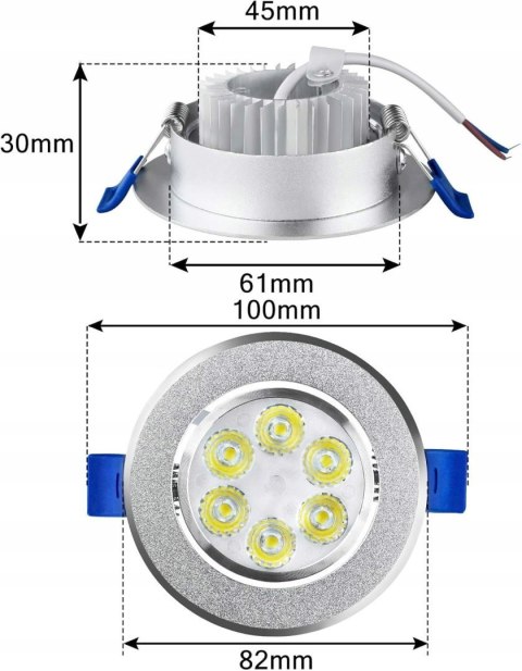 PANEL LED SUFITOWY PODTYNKOWY OKRĄGŁY 3W x 6 led 3000K 230v