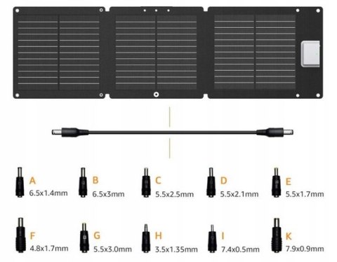 Składany panel słoneczny SinKeu, 60 W, 18 V, 93,8 x 36,5 x 2 cm