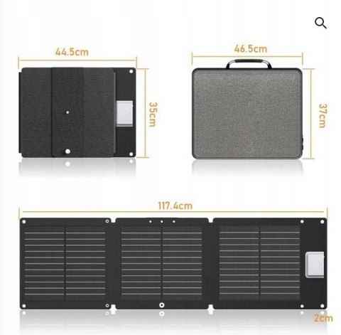 Składany panel słoneczny SinKeu, 60 W, 18 V, 93,8 x 36,5 x 2 cm