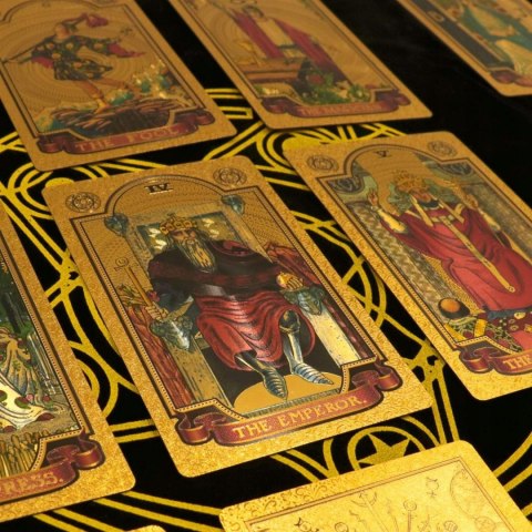 KARTY TAROTA ZŁOTE ZESTAW KLASYCZNYCH KART WRÓŻBA PUDEŁKO GOLD FOIL TAROT