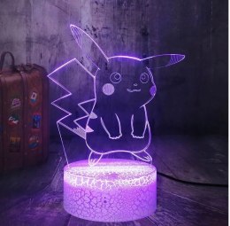 LAMPKA NOCNA 3D LED POKEMON PIKACHU ASH 16 KOLORÓW K+ PILOT