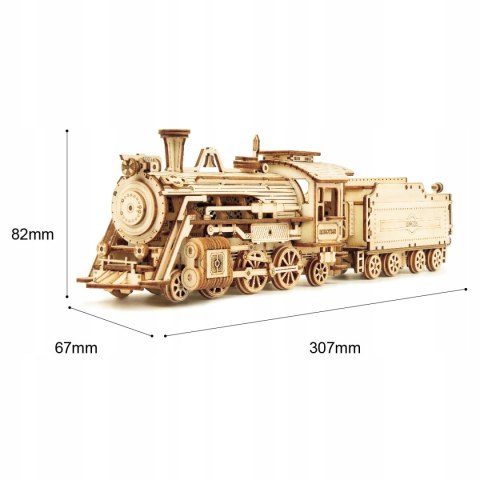 PUZZLE DREWNIANA KOLEJKA POCIĄG LOKOMOTYWA 3D DREWNIANA 308 EL