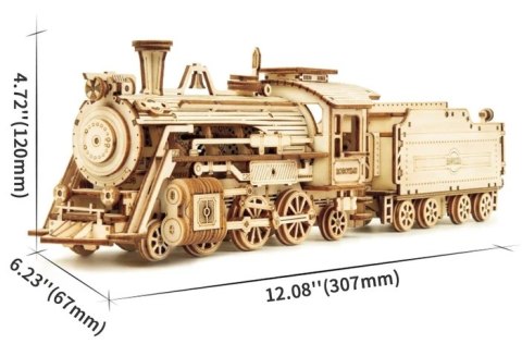 PUZZLE DREWNIANA KOLEJKA POCIĄG LOKOMOTYWA 3D DREWNIANA 308 EL