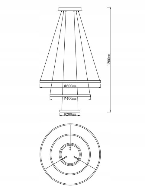 LAMPA SUFITOWA 3 RINGI czarna wisząca ŻYRANDOL LED 3 barwy światła