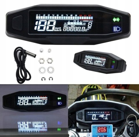 PRĘDKOŚCIOMIERZ DO MOTORA MOTOCYKLOWY LCD MINI