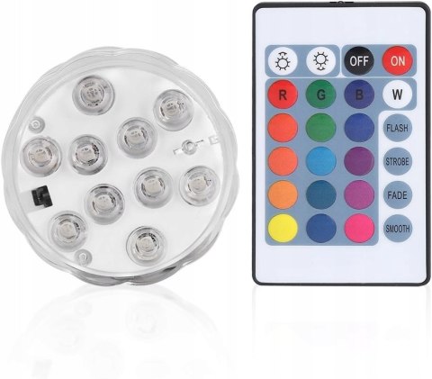 Wodoodporne lampy LED RGB z pilotem do JACUZZI, BASENU, AKWARIUM 3xAAA IP68