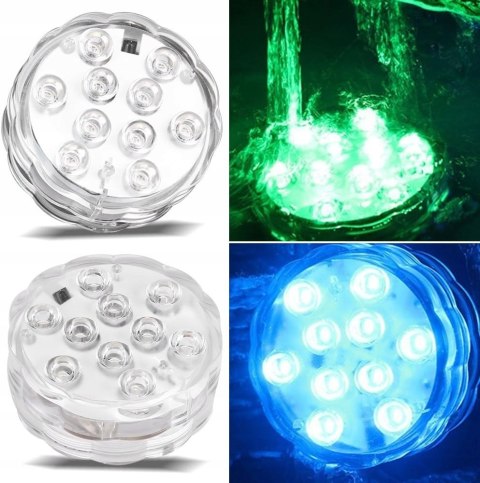 Wodoodporne lampy LED RGB z pilotem do JACUZZI, BASENU, AKWARIUM 3xAAA IP68