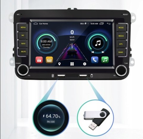 NAWIGACJA 2DIN RADIO ANDROID 14 16GB VW PASSAT GOLF LEON + KAMERA COFANIA