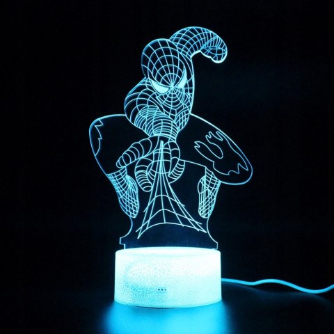 Lampka nocna 3D LED SPIDER-MAN kabel USB + PILOT