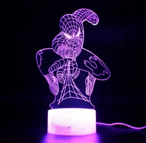 Lampka nocna 3D LED SPIDER-MAN kabel USB + PILOT