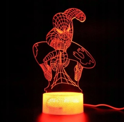 Lampka nocna 3D LED SPIDER-MAN kabel USB + PILOT