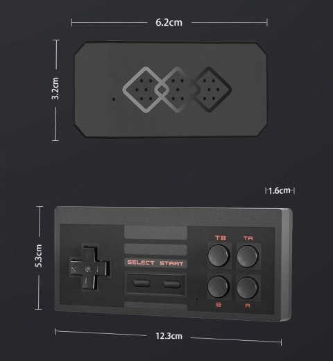 BEZPRZEWODOWA KONSOLA RETRO DLA DZIECI 620 GIER 2 PADY