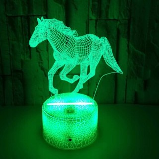 LAMPKA NOCNA BIURKOWA DLA DZIECI KOŃ KONIK 3D LED RGB PILOT