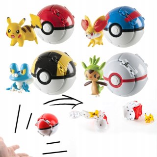 FIGURKA POKEMON POKEBALL ZABAWKA+FIGURKA DLA DZIECI 4 SZTUKI