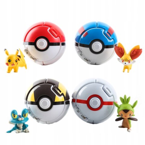 FIGURKA POKEMON POKEBALL ZABAWKA+FIGURKA DLA DZIECI 4 SZTUKI