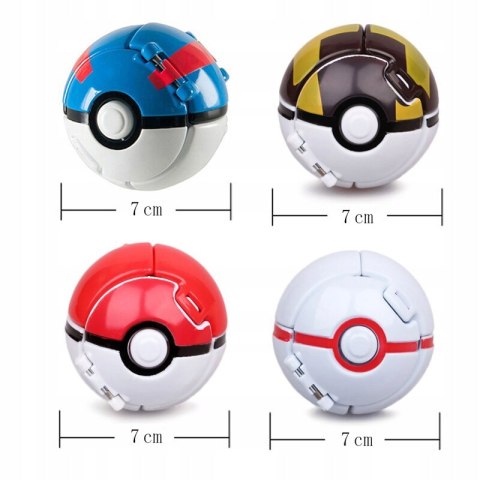 FIGURKA POKEMON POKEBALL ZABAWKA+FIGURKA DLA DZIECI 4 SZTUKI