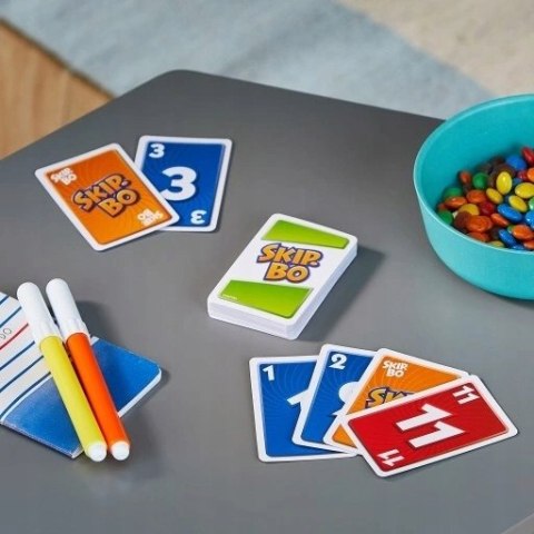 GRA KARCIANA DLA DZIECI SKIP BO SKIP-BO GRA MATTEL UNO 162 KARTY