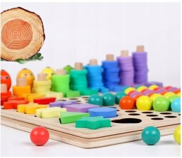 Drewniana Układanka Mozaika Koraliki Kulki Puzzle dla dzieci montessori