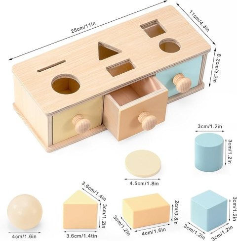 Edukacyjna zabawka Montessori z szufladami dla dzieci